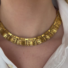 Antique gold lace ruffle necklace