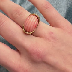 Tiffany bombé coral and gold ring