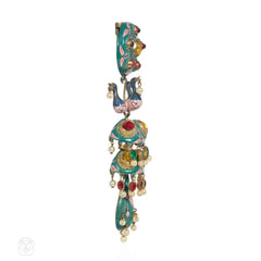 Rare Schiaparelli enamel and faux gemstone clip brooch