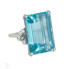 Retro aquamarine cocktail ring