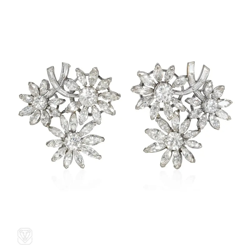 Retro Diamond Flower Bouquet Earrings