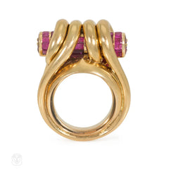 Retro French interchangeable gem-set ring