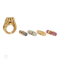 Retro French interchangeable gem-set ring