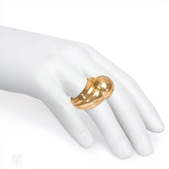 Retro gold domed ring with diamonds