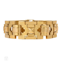 Retro gold pyramid tank bracelet