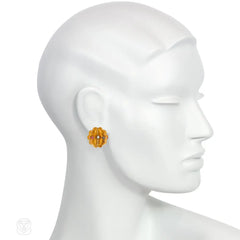 Retro gold refelective accordion earrings