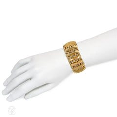 Retro gold tank tread bracelet