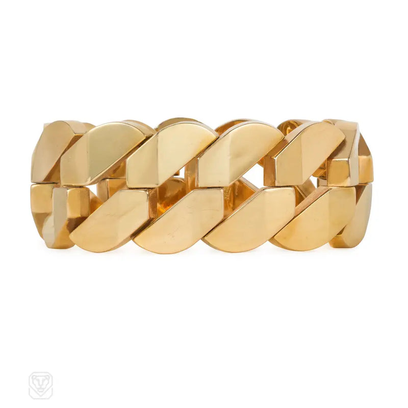 Retro Italian Gold Bevelled Tank Bracelet