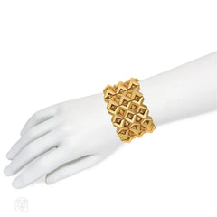 Retro Italian gold X form tank bracelet