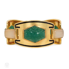 Sasportas, French Art Deco gold and jade bracelet