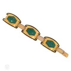 Sasportas, French Art Deco gold and jade bracelet