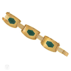 Sasportas, French Art Deco gold and jade bracelet