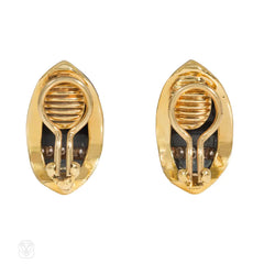 Striped onyx, diamond and gold earrings