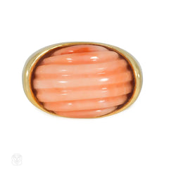 Tiffany bombé coral and gold ring