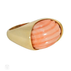 Tiffany bombé coral and gold ring