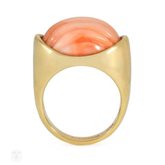 Tiffany bombé coral and gold ring