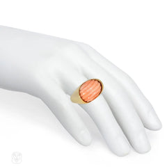 Tiffany bombé coral and gold ring