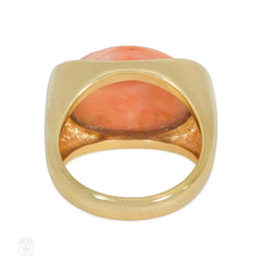 Tiffany bombé coral and gold ring