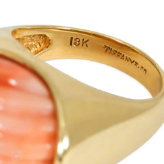 Tiffany bombé coral and gold ring