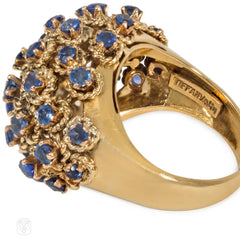 Tiffany bombé gold and sapphire ring