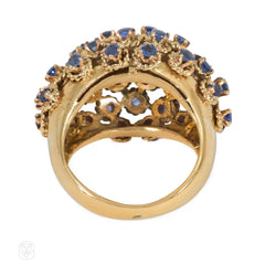 Tiffany bombé gold and sapphire ring