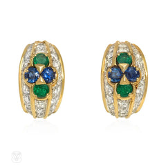 Van Cleef & Arpels diamond emerald and sapphire earrings