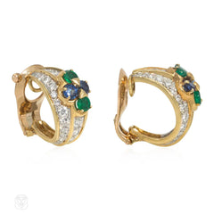 Van Cleef & Arpels diamond emerald and sapphire earrings