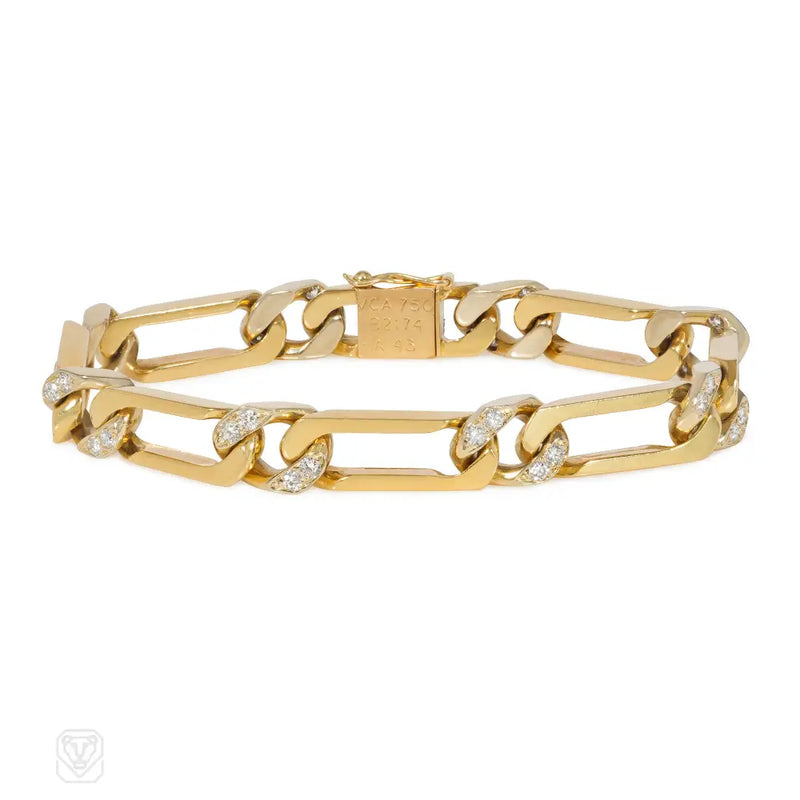 Van Cleef & Arpels France Diamond And Gold Figaro Link Bracelet