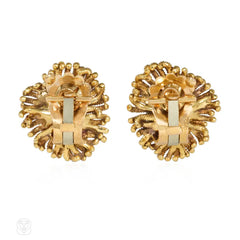 Van Cleef & Arpels, France gold and diamond flower earrings