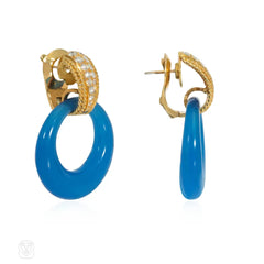 Van Cleef & Arpels interchangeable diamond and gold doorknocker hoop earrings