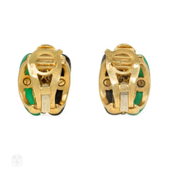 Van Cleef & Arpels Mid-Century diamond, onyx, and chrysoprase earrings