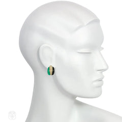 Van Cleef & Arpels Mid-Century diamond, onyx, and chrysoprase earrings