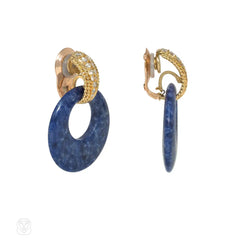 Van Cleef & Arpels multi-stone interchangeable gold and diamond earrings