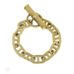 Woven gold chaîne d'ancre link toggle bracelet